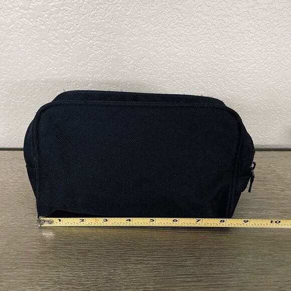 Basics Black Canvas Zipper Toiletry Bag Case - Picture 2 of 6